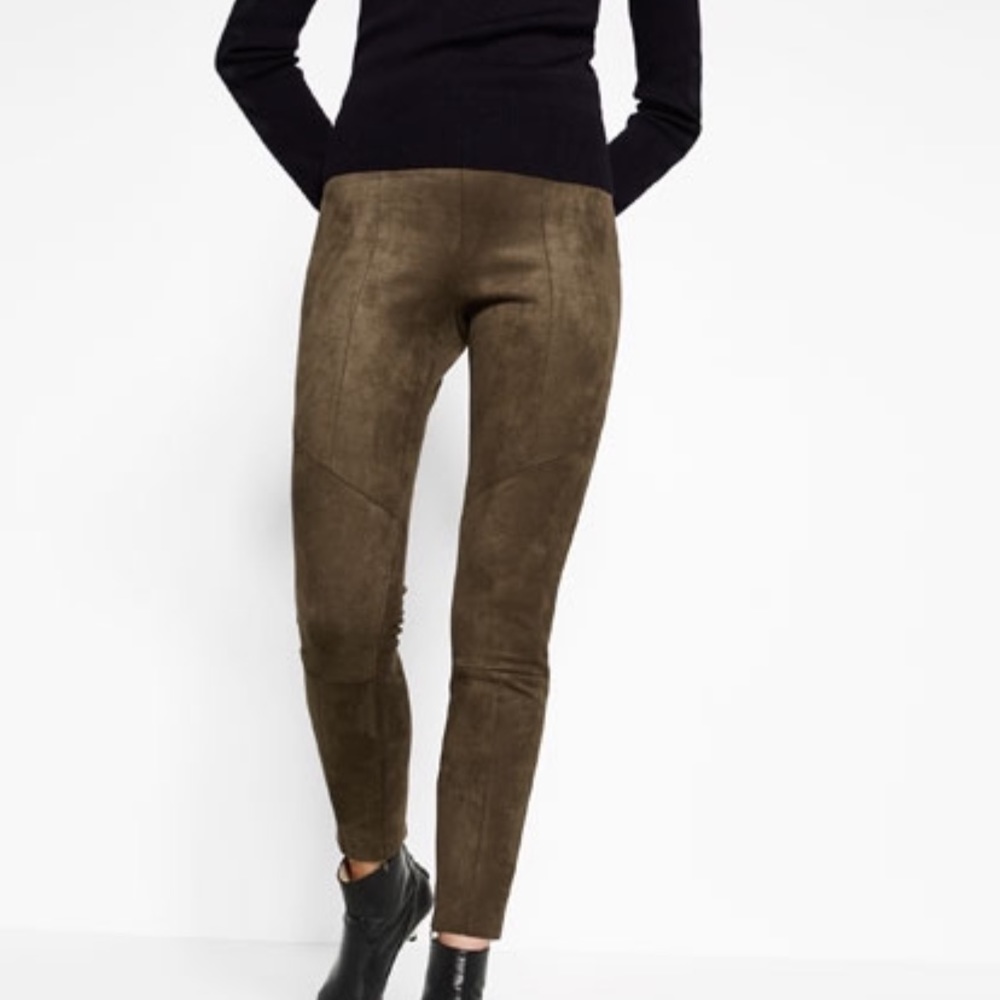 Zara Faux Suede brown leggings NWT sz XS